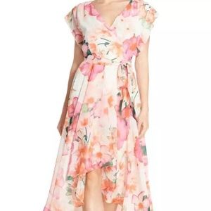 Eliza J floral hi low wrap maxi
